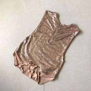 Charlotte Russe XL Rose gold sequin bodysuit